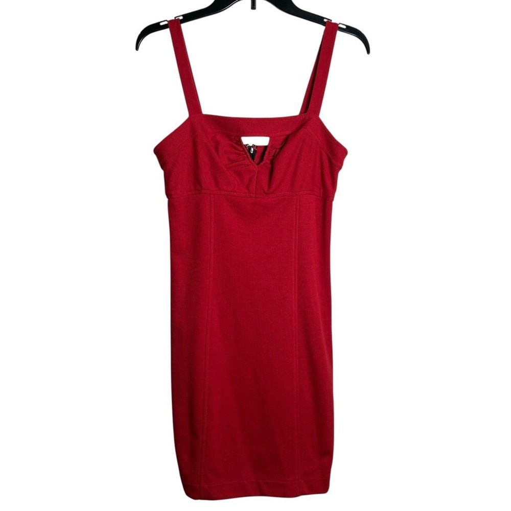 Development by Erica Davies Dress Womens 2 Red Mini Notched Sweetheart Ponte